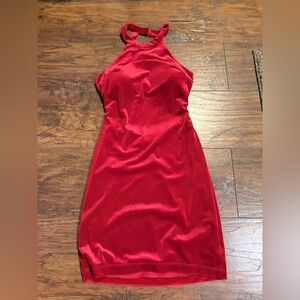 Elegant Red Velvet  Halter Dress B.Darlin in Size 1/2
